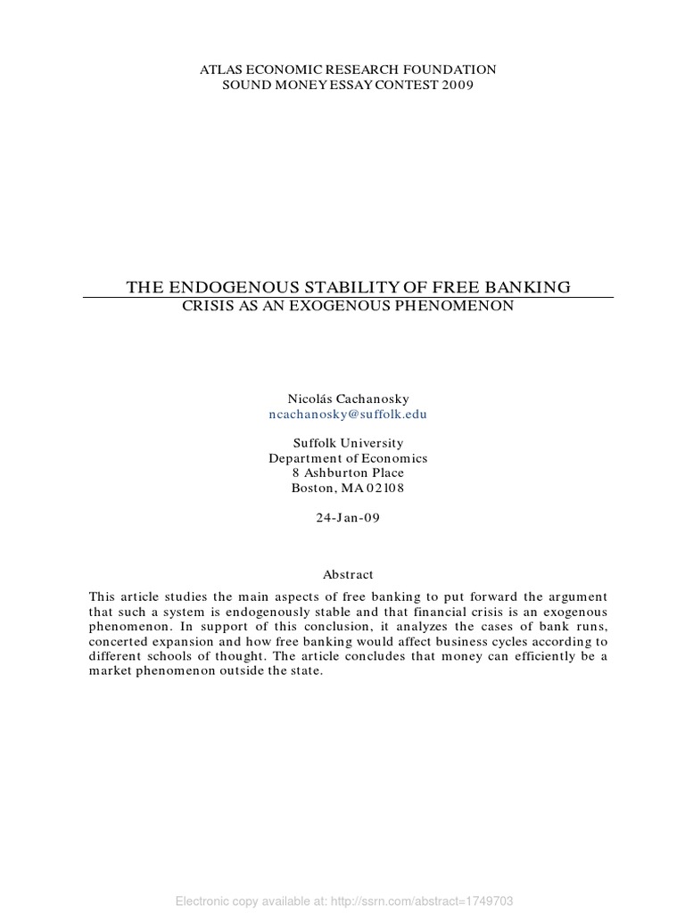 Endogenous Stability of Free Banking | PDF | Economic Equilibrium ...