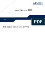 Examiners' Report Summer 2008: GCE O Level Mathematics B (7361)