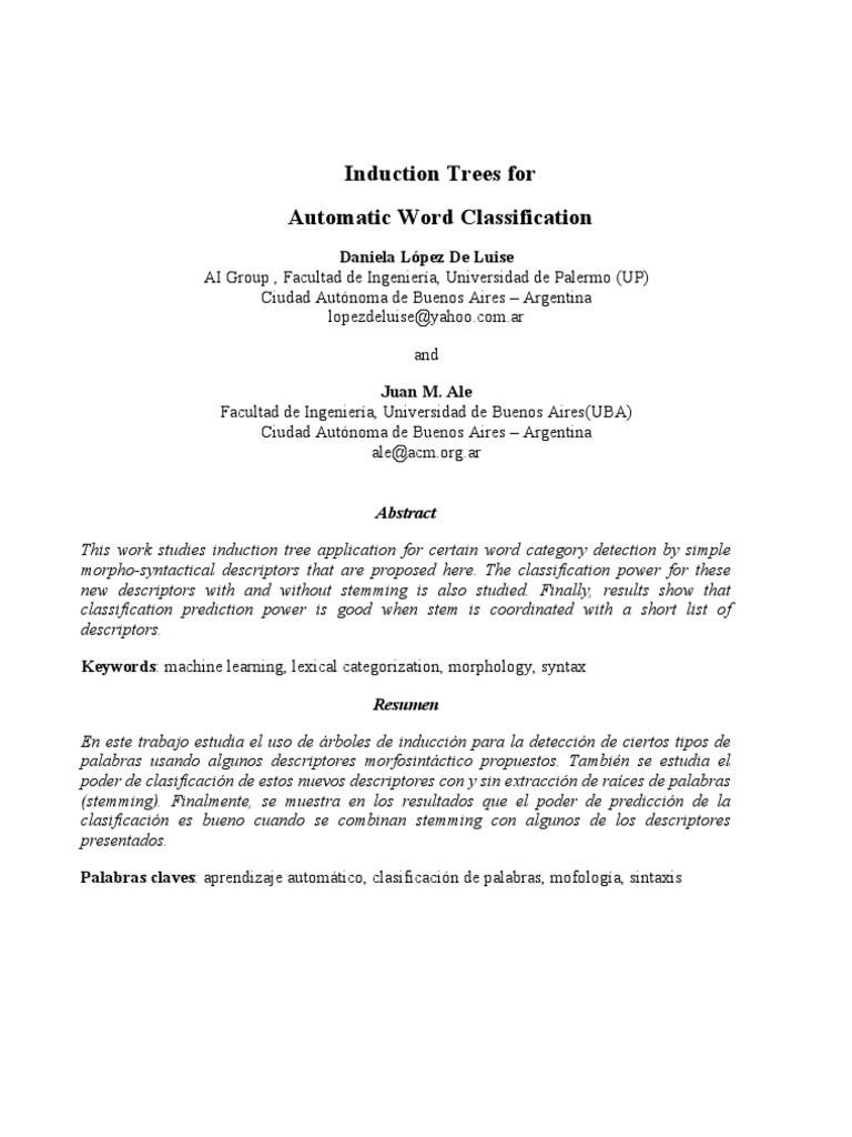 CACIC 20070725 Induction Trees LopezDeLuise - v7 | PDF | Statistical ...