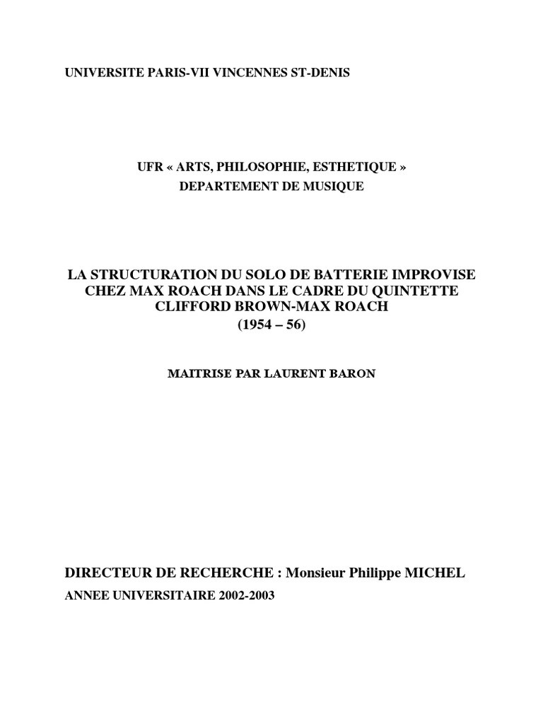 Maitrise Max Roach PDF | PDF | le jazz | Batterie