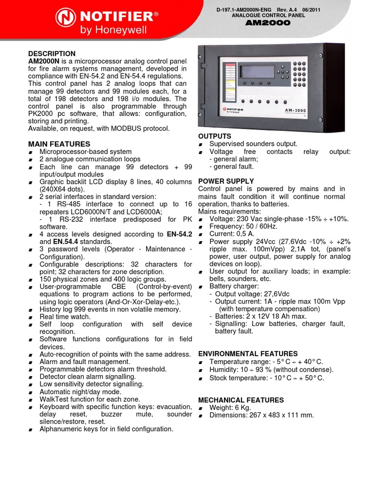 Notifier AM2000N Specification Programmable Logic Controller