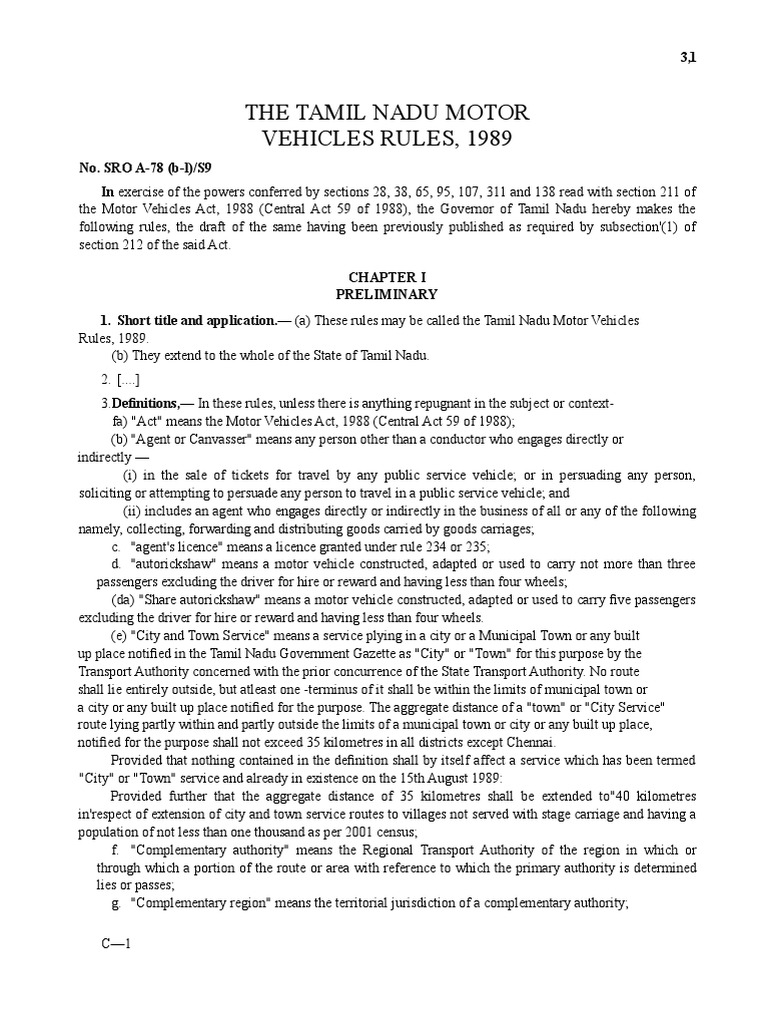 Tnmotor Vehicle Rules 1989 Driver's License Taxicab
