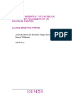 Bartlett, J. Bennett, S., Birnie, R. & Wibberley, S. (2013) - Virtually Members - The Facebook & Twitter Followers of UK Political Parties