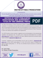 Notice of Odpp Publication of Plea Negotiation and Agreement Rules - Sec 137 (O) of The Criminal Procedure Code