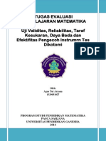 Uji Validitas, Reliabilitas, Taraf Kesukaran, Daya Beda Dan Efektifitas Pengecoh Tes Pilihan Ganda