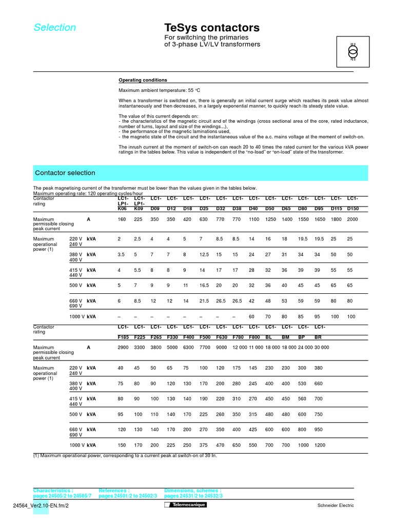 Capacitor Bank Contactor Selection Guide | PDF | Capacitor | Transformer