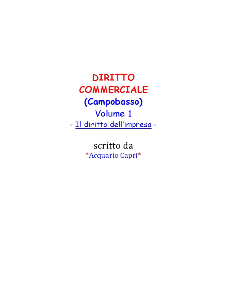 Diritto Commerciale. 7a Edizione Gian Franco Campobasso