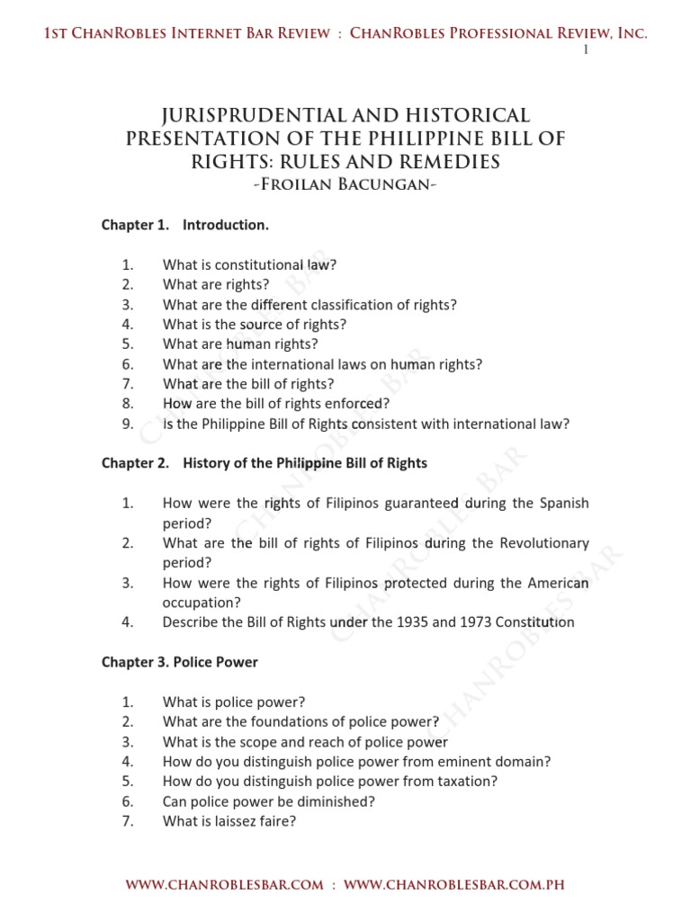 Philippine Bill of Rights Rules and Remedies - New | PDF | Search And ...