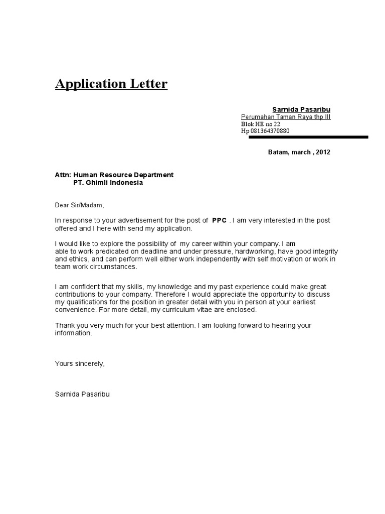 Application for PPC Clerk Position | PDF