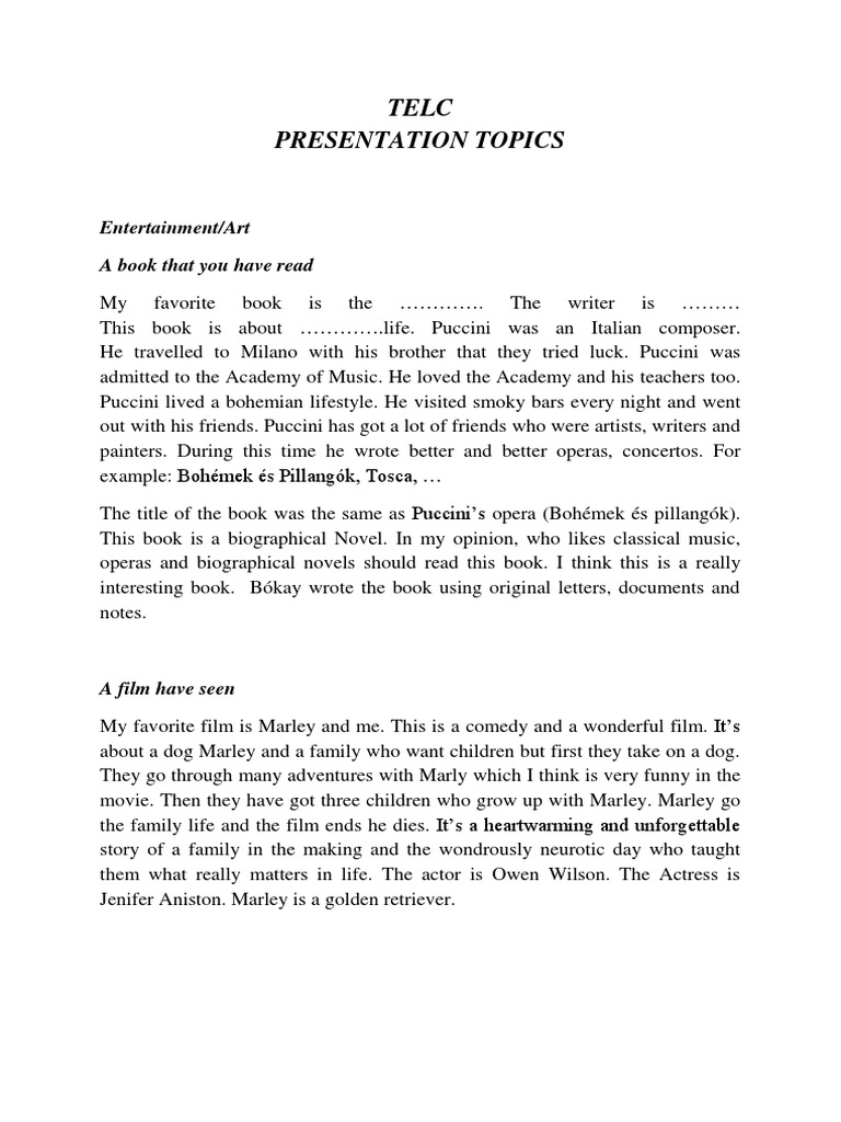 B2 Presentation Topics Overview | PDF | Christmas | Magazines