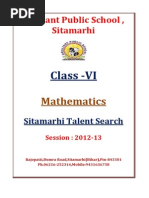 Class VI Maths Sitamarhi Talent Search 2013 1