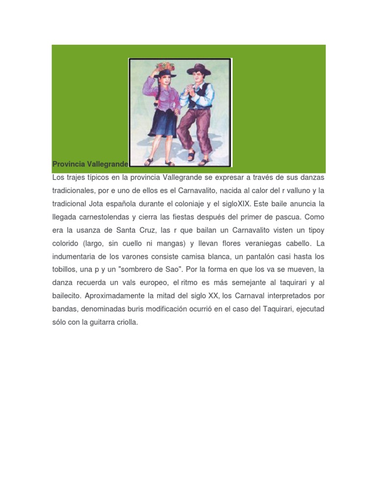 Danzas Típicas de Santa Cruz y Sus Trajes | PDF | Entretenimiento (general)