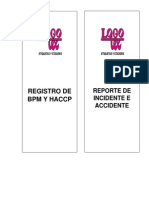 Registro de BPM Y Haccp: Reporte de Incidente E Accidente