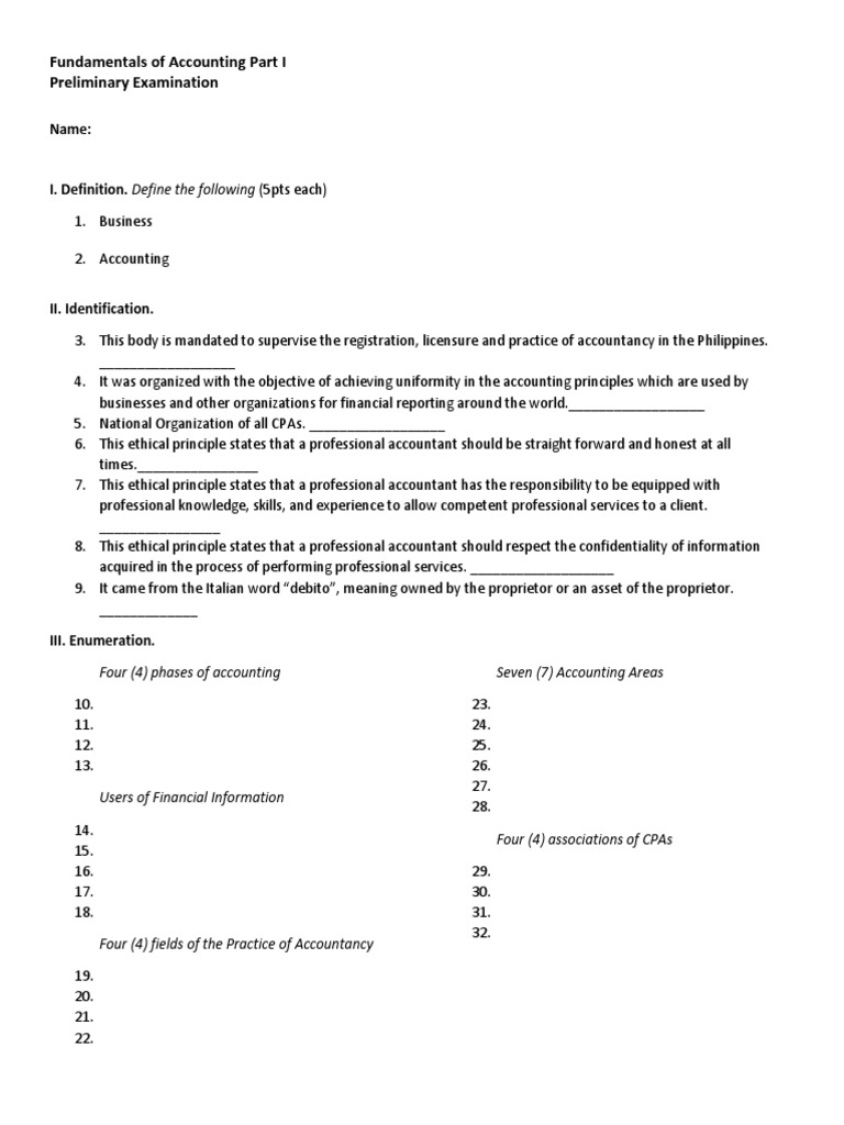 Fundamentals of Accounting Part I | PDF