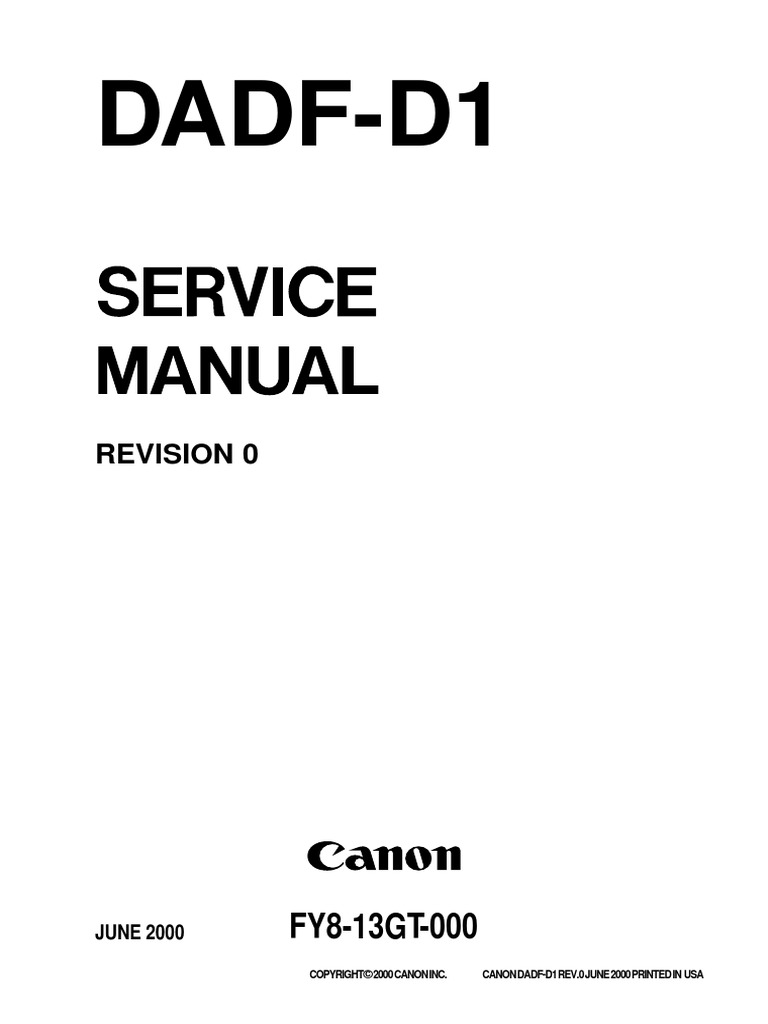 Canon DADF-D1 Parts and Service Manual | Trademark | Electrical Engineering