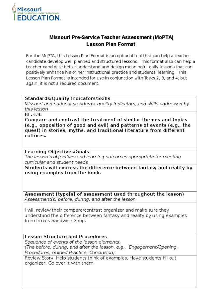 practicum 6 lesson plan Lesson Plan Education Theory