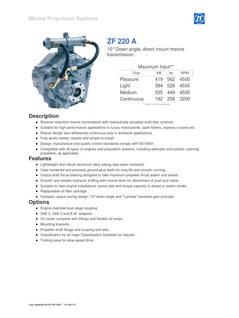 ZF 220 A | PDF | Transmission (Mechanics) | Engines