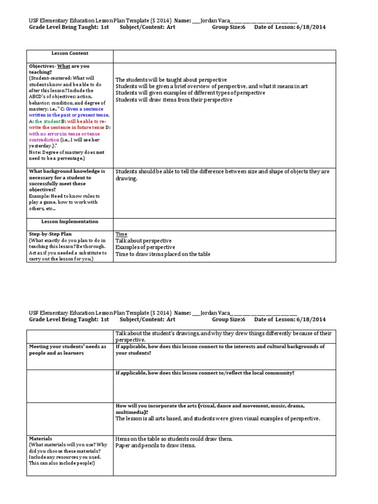 Perspective Lesson | PDF | Lesson Plan | Education Theory
