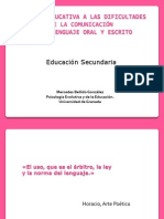 Atención Educativa A Las Dificultades de La Comunicación Y Del Lenguaje Oral Y Escrito