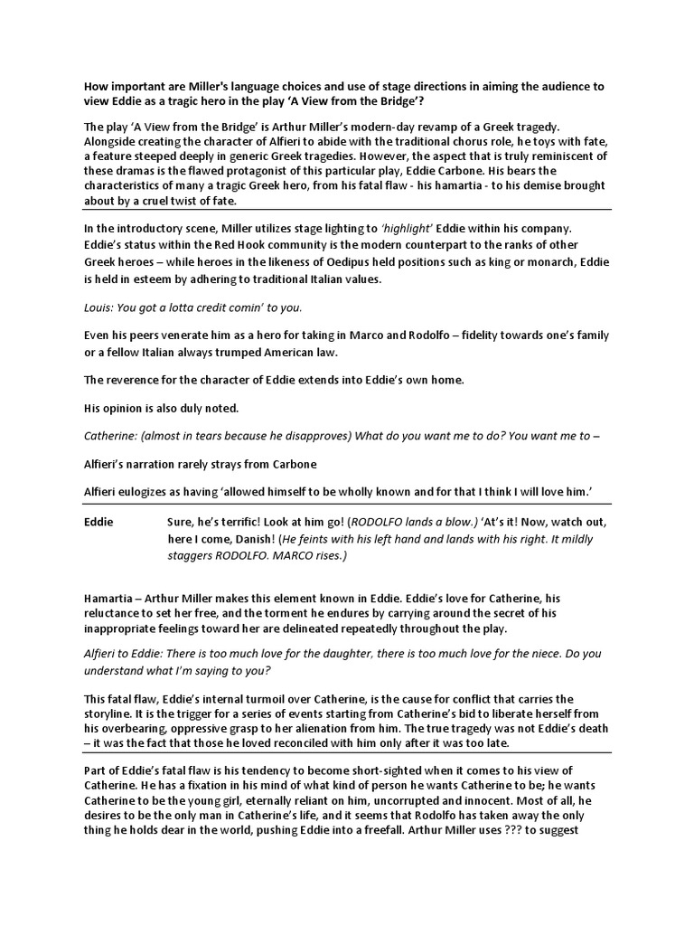 Eddie carbone in a view from the bridge by arthur miller essay examples 02 picture