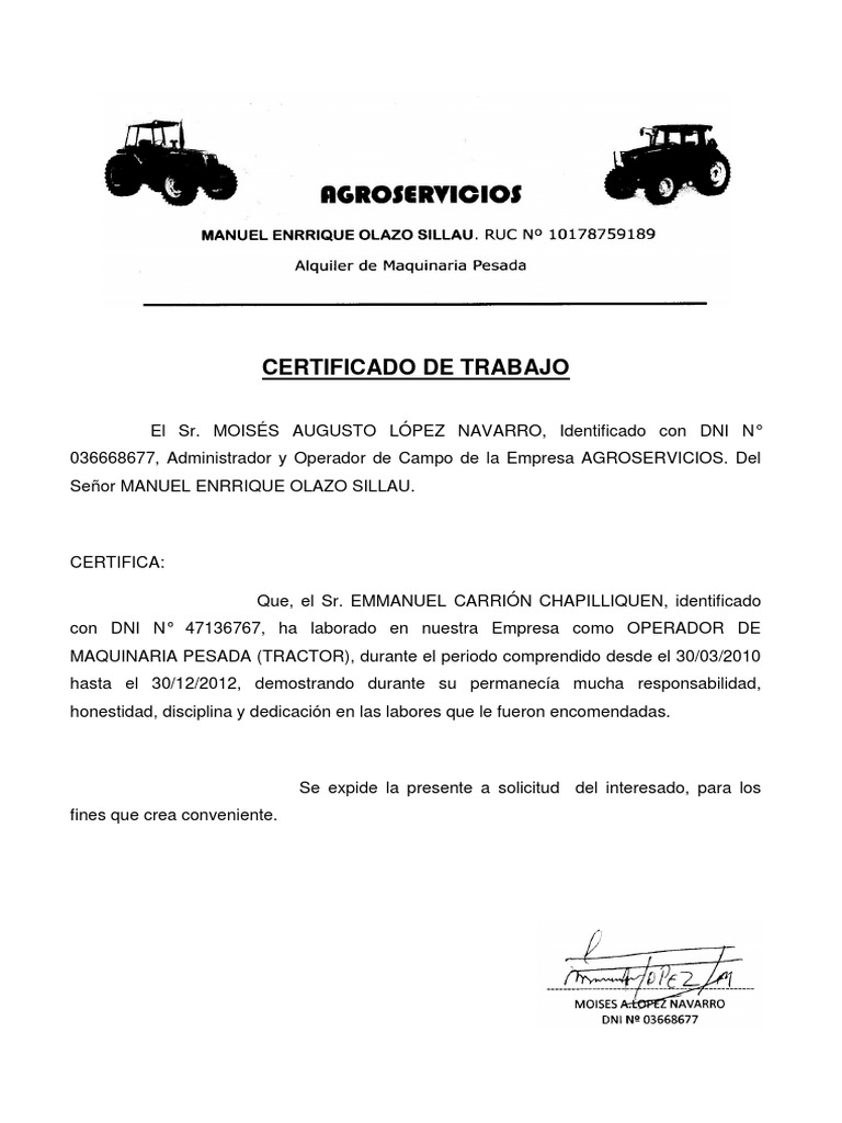 Certificado De Trabajo