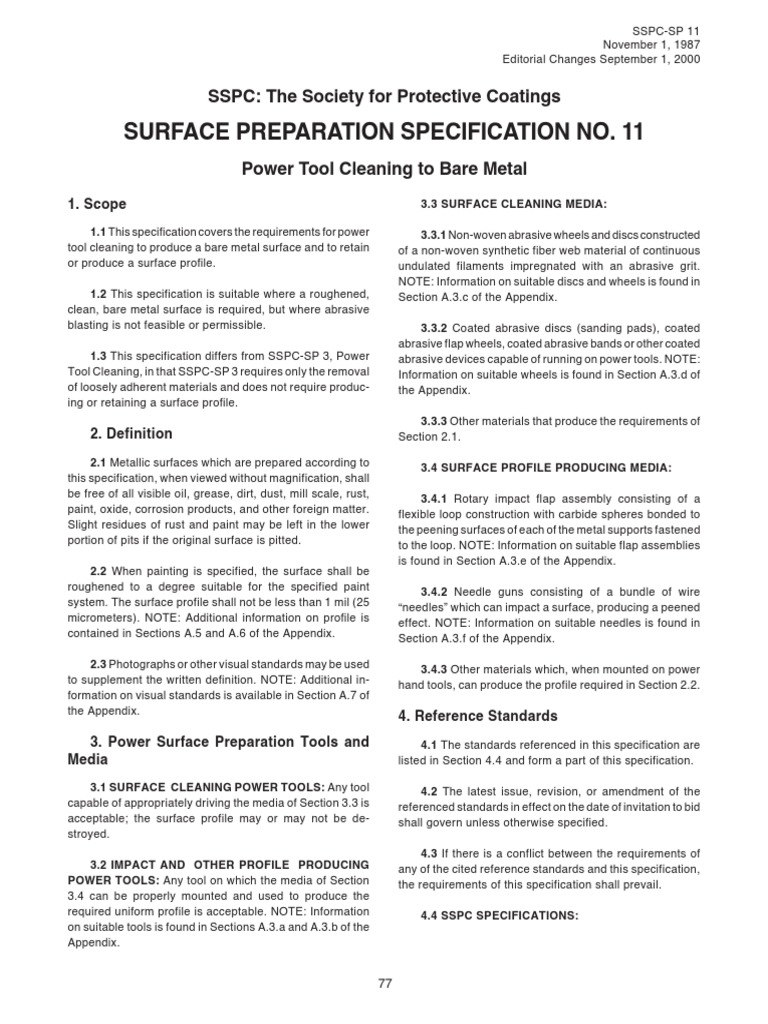 Power Tool Cleaning To Bare Metal PDF Abrasive Specification