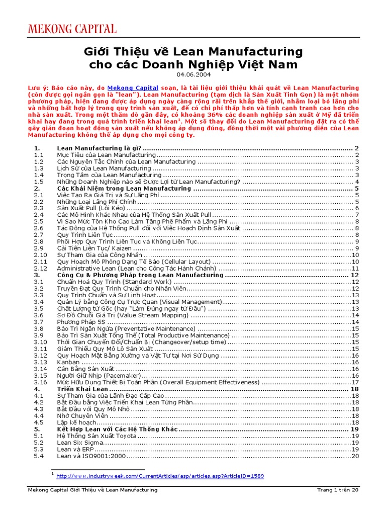 Introduction To Lean Manufacturing | PDF