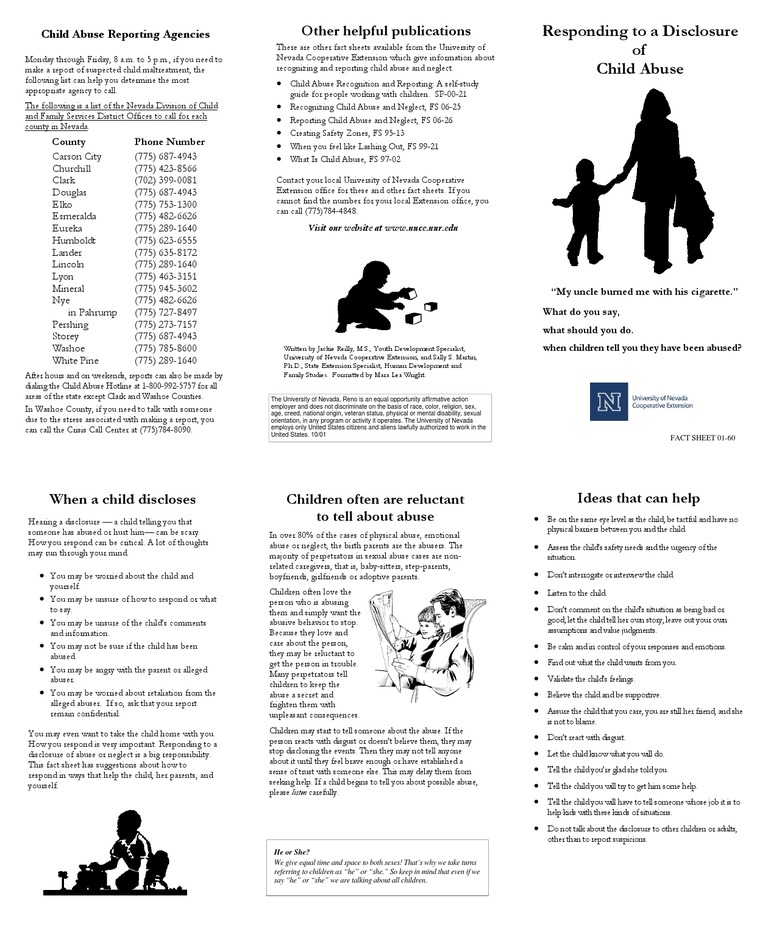 responding to disclosue of child abuse Child Abuse Nevada