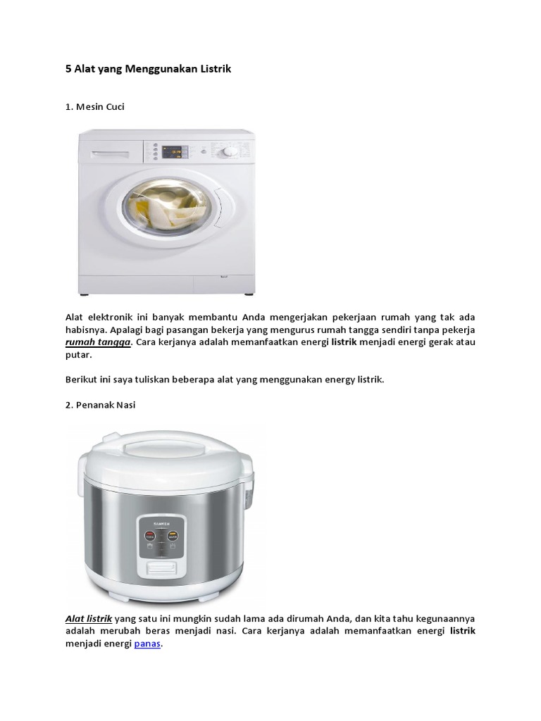 5 Alat Yang Menggunakan Listrik