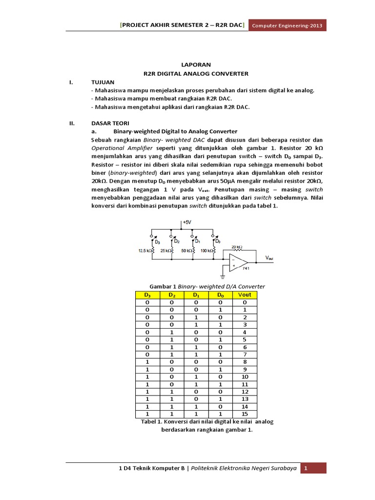 Rangkaian R2R DAC dan Uji Coba Output | PDF