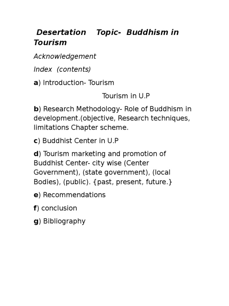 Desertation Topic-Buddhism in Tourism: Acknowledgement Index (Contents ...