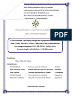 Caractérisation Anthropogénétique de La Population de Honaïne Dans l’Ouest Algérien. Analyse Comparative Du Polymorphisme