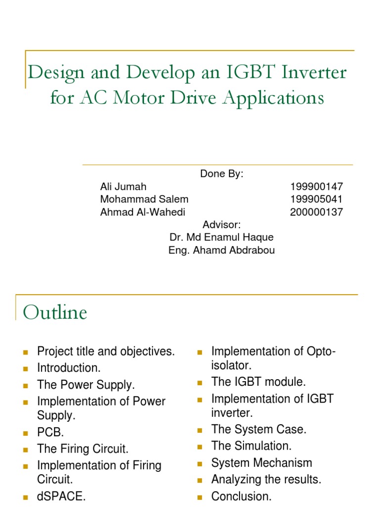 Design and Develop An IGBT Inverter For AC Motor Drive Applications Download Free PDF Power