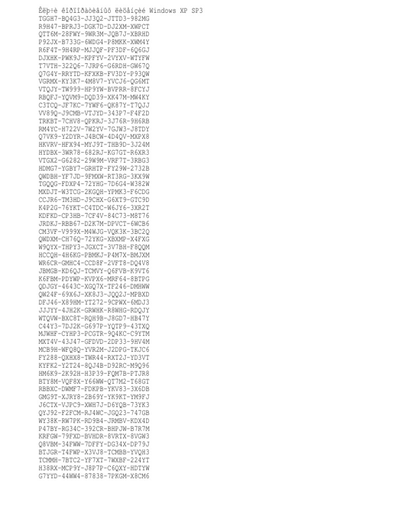 Keys For Windows XP Sp3 VLK | PDF | Windows Xp | Microsoft Windows