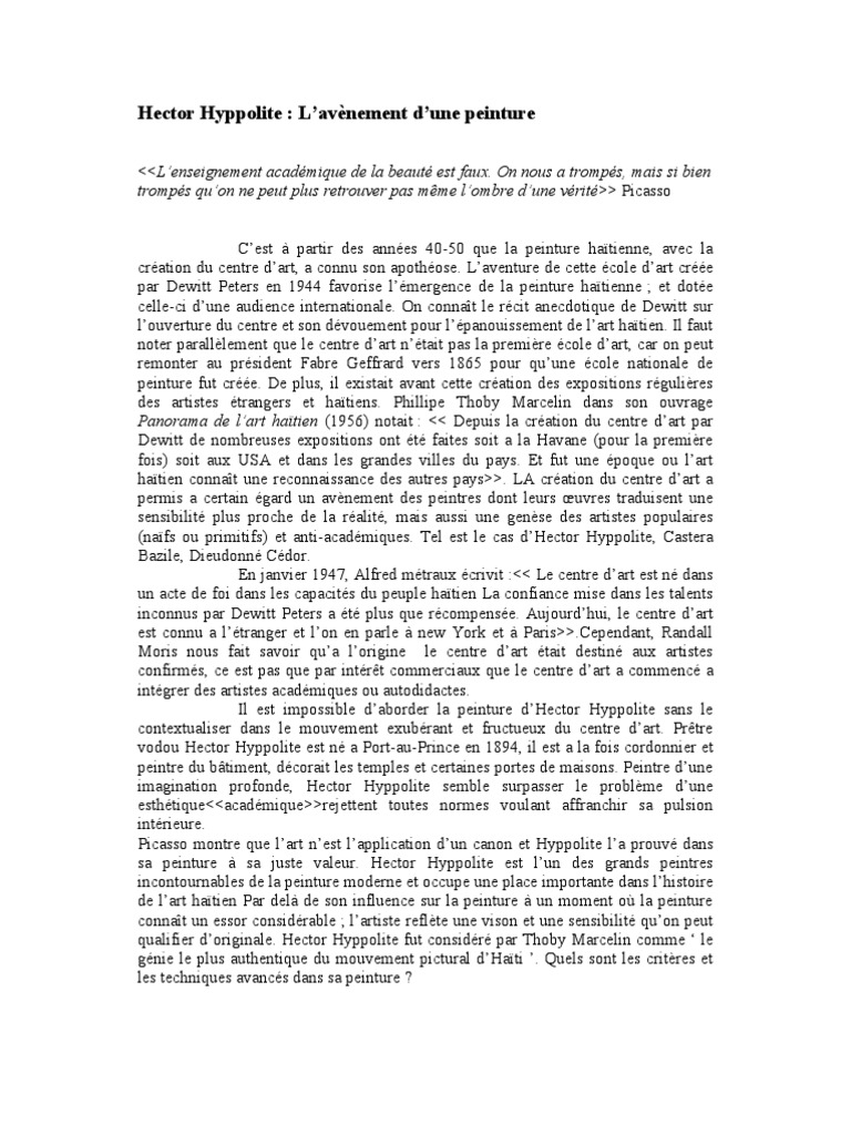 Héctor Hyppolite : Art et Vodou Haïtien | PDF | Peintures | Musée