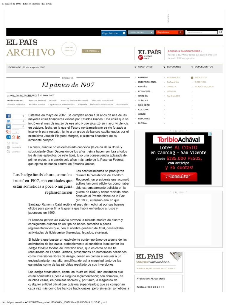 El Pánico de 1907 _ Edición Impresa _ EL PAÍS PDF Fondo de