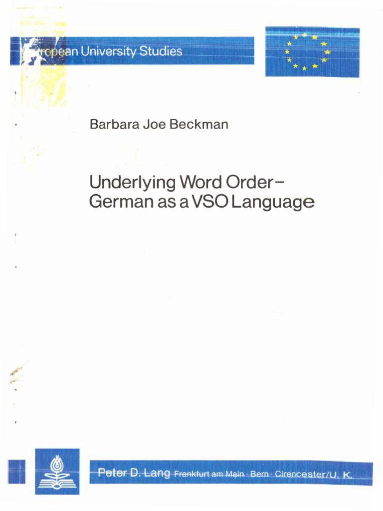 Underlying Word Order German As A Vso Language