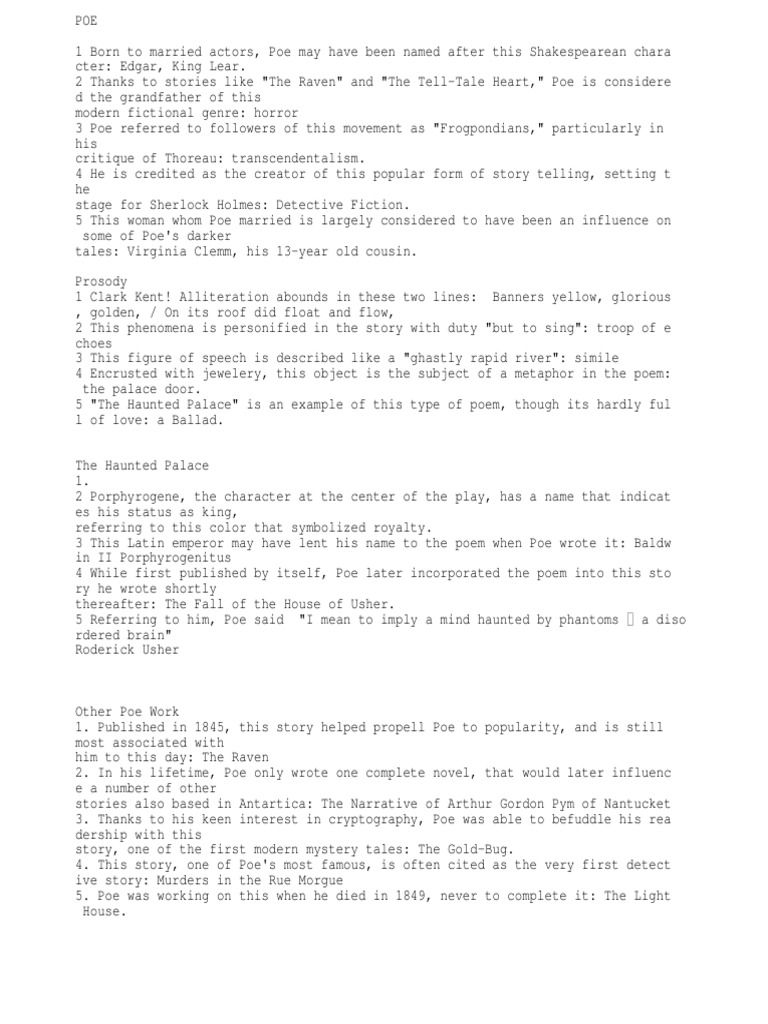 Poe Jeopardy PDF Edgar Allan Poe Poetry
