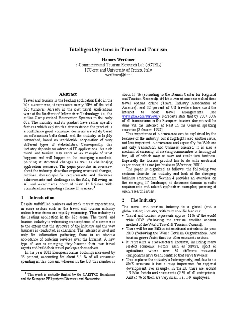 Intelligent Systems in Travel and Tourism | PDF | Resource Description ...