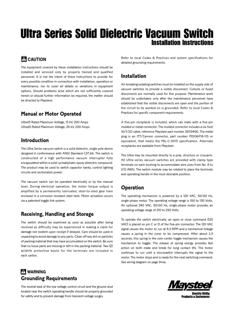 Trinetics Switches Ultravac Ii200 | PDF | Switch | Electrical.