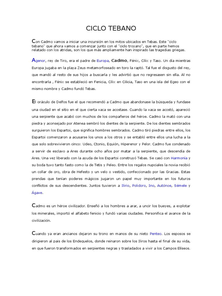 2 Ciclo Tebano PDF Edipo Mitología Paleo Balcánica