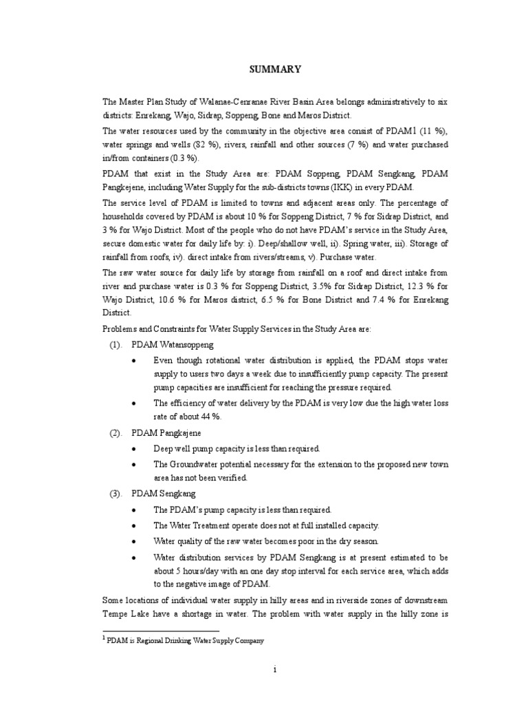 PDAM Is Regional Drinking Water Supply Company PDF Water Resources
