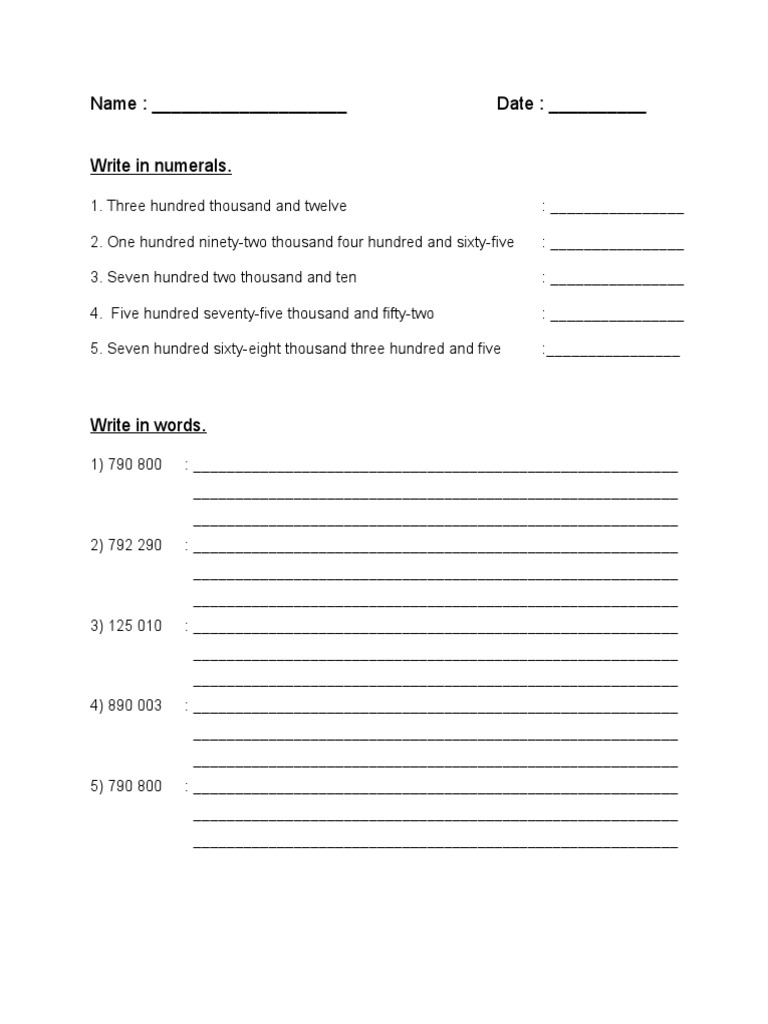 Name and Write Num2 | PDF
