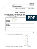 Form 1 Integrated Science Time: 1H 30min