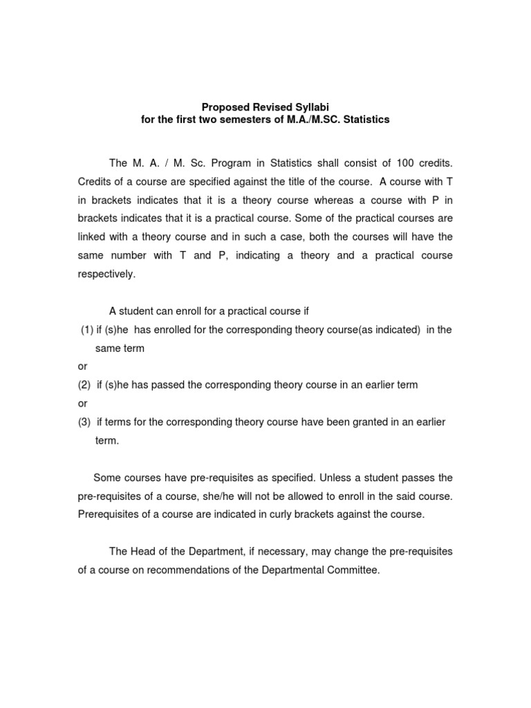 M.A./M.Sc. Statistics Syllabus Overview | PDF | Regression Analysis ...