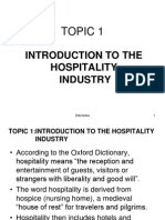 Topic 1: Introduction To The Hospitality Industry