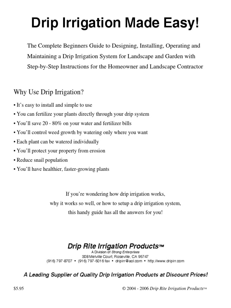 Drip Irrigation Design Guide PDF Irrigation Soil