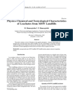 Physico-Chemical and Toxicological Characteristics of Leachates From MSW Landfills