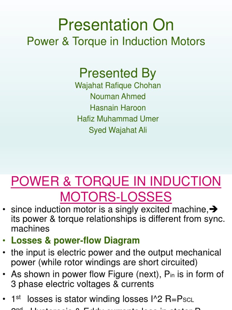 Torque and Power in Induction Motors | PDF | Electromagnetic Induction ...