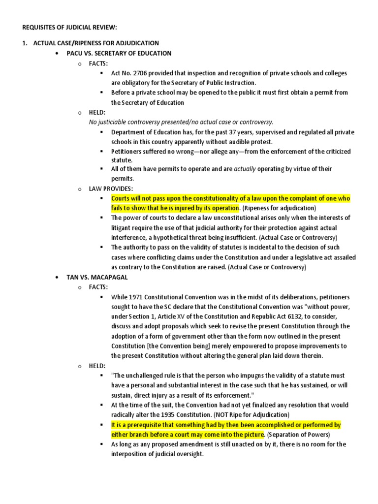 No Justiciable Controversy Presented/no Actual Case or Controversy